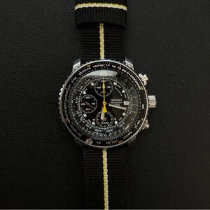 Seiko Chronograph Black and Yellow Strap Watch